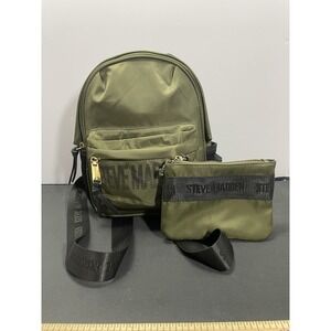 Steve Madden Olive Army Green Small Backpack Zip Inside Pockets‎ W/ Coin Purse.